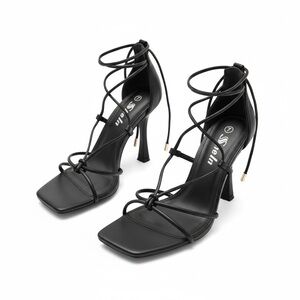 SHEIN Black Lace-Up Heels